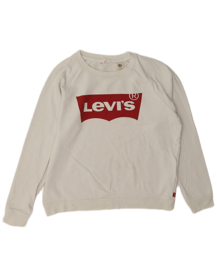 Damski sweter oversize Levi's z grafiką UK 10, mały, biały, bawełniany