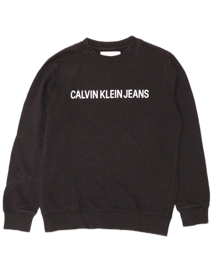 Męska bluza z grafiką Calvin Klein, średnia czarna, bawełniana