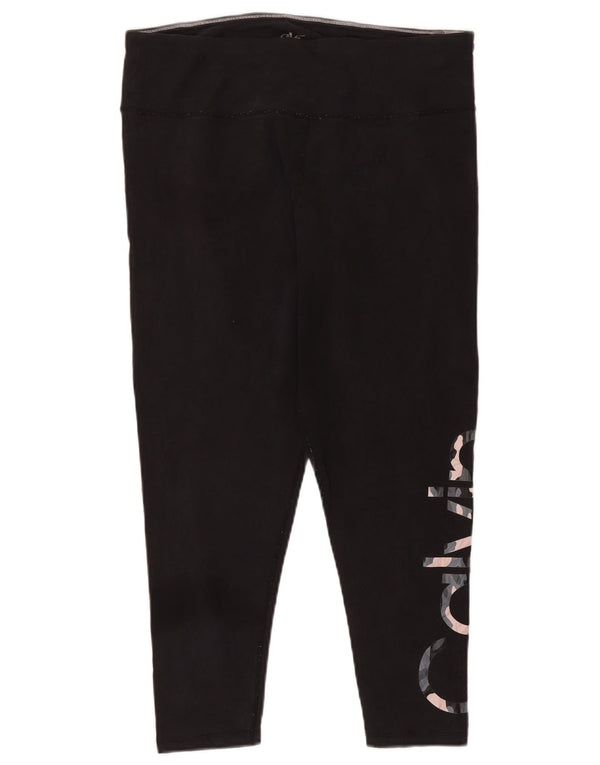 Damskie legginsy Calvin Klein Graphic Crop UK 18 XL, czarne, bawełniane