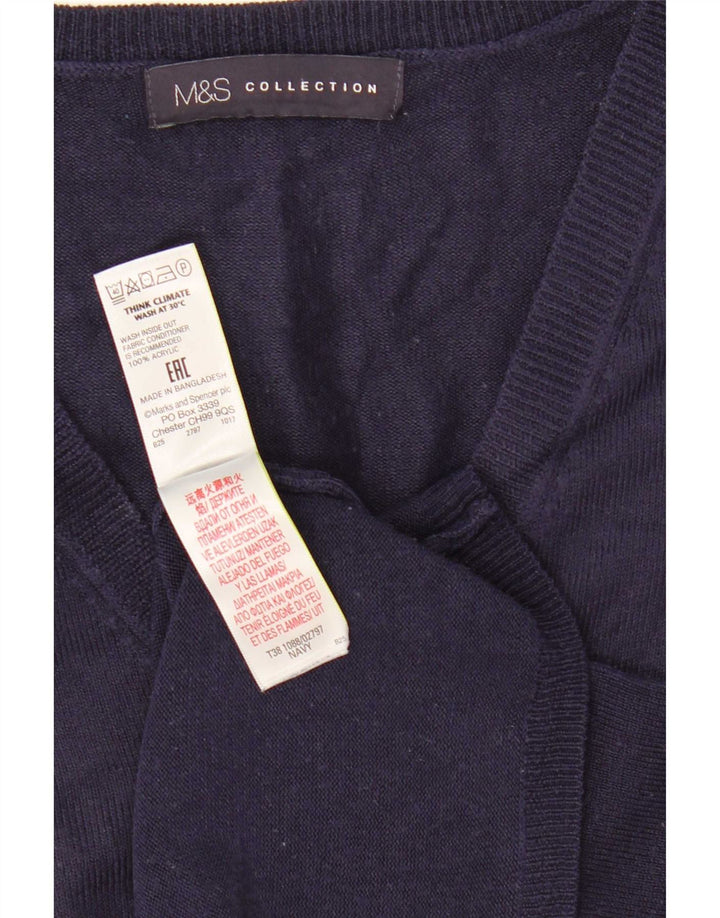 Marks & Spencer Womens V-Neck Jumper Sweater UK 12 Medium Navy Blue