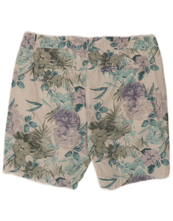 Damskie spodenki Chino Benetton UK 12 Medium W34 Biała bawełna w kwiaty