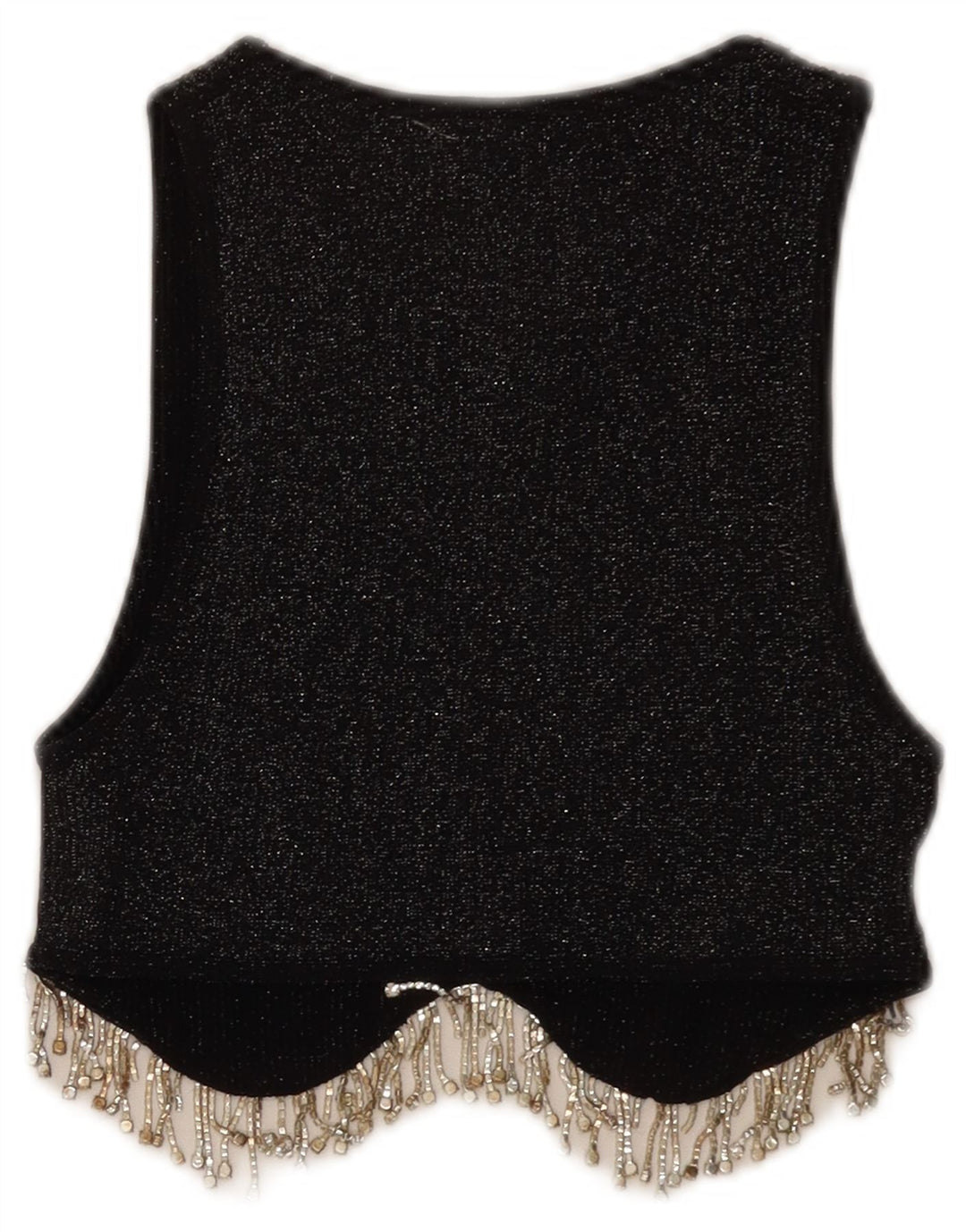Damski krótki top bez rękawów Zara UK 4 XS, czarny, nakrapiany poliester