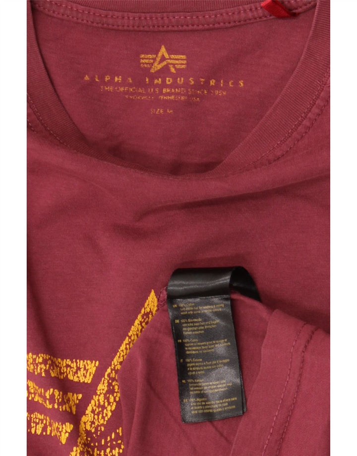 Damska koszulka z grafiką ALPHA INDUSTRIES Top UK 14, średnia, bordowa bawełna
