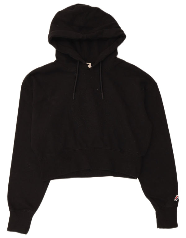 Damski sweter z kapturem i grafiką Superdry, UK 12, średni czarny, bawełniany
