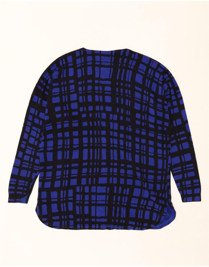 MARKS & SPENCER Womens Crew Neck Jumper Sweater UK 18 XL Blue Check Vintage Marks & Spencer and Second-Hand Marks & Spencer from Messina Hembry 