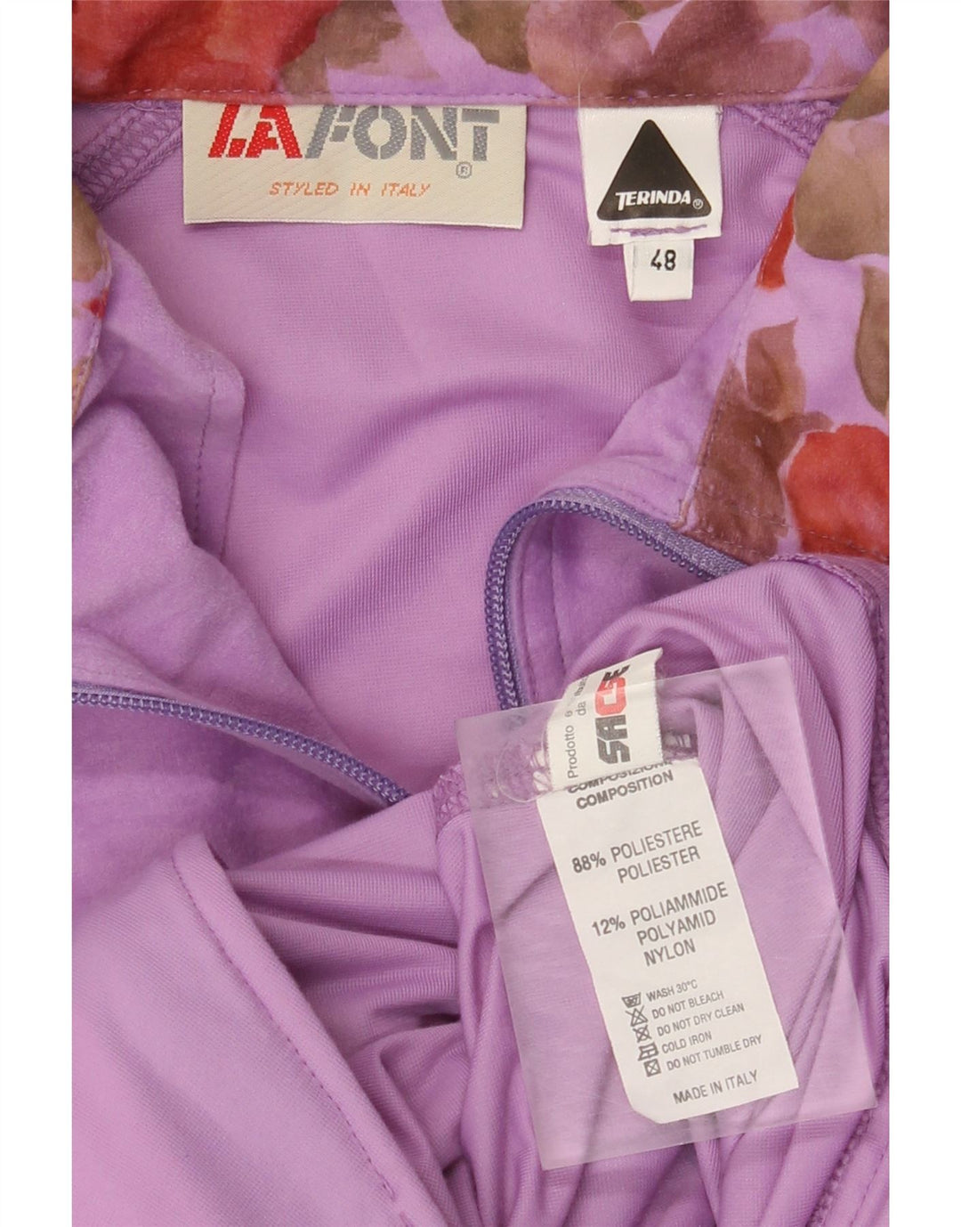 Męska welurowa kurtka dresowa La Font IT 48 w kolorze średniofioletowym w kwiaty