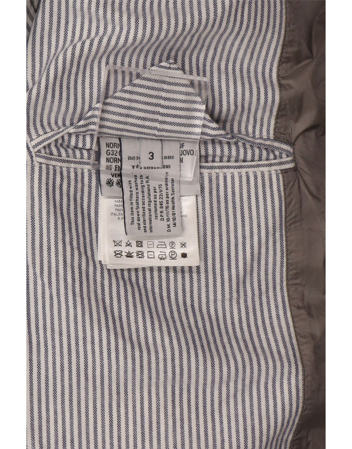 Męska ocieplana kurtka z kapturem Moncler, rozmiar 3, duża, szara, z blokami kolorów