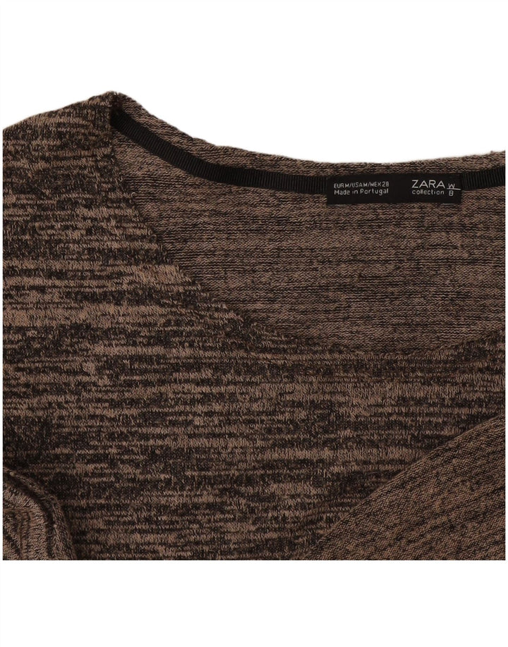 Damski top Zara z rękawem 3/4, UK 12, średni brąz, nakrapiane