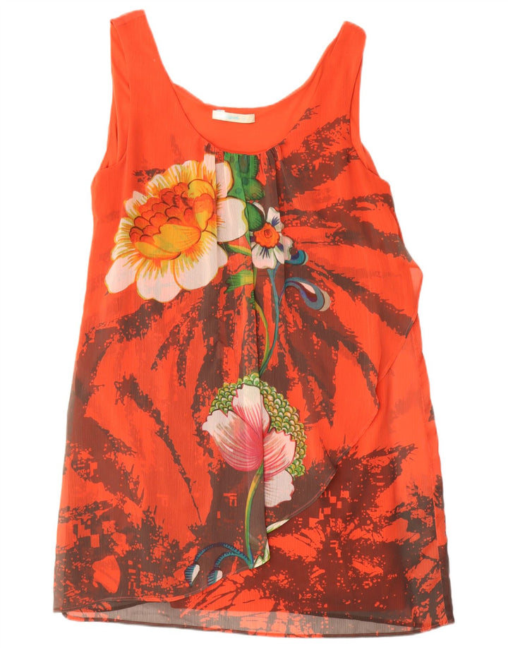 Desigual damska sukienka typu shift bez rękawów EU 44 XL, czerwony, kwiatowy poliester
