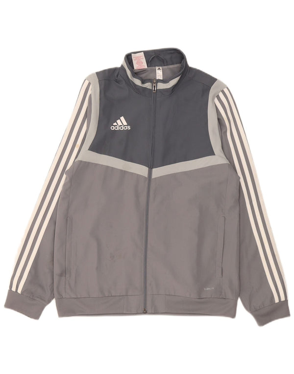 Adidas Chłopięca Climalite Dresowa Topowa Kurtka 13-14 Lat Szara Kolorblokowa