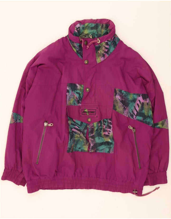 VINTAGE Mens Loose Fit Anorak Jacket UK 40 Large Burgundy Patchwork Vintage Vintage and Second-Hand Vintage from Messina Hembry 