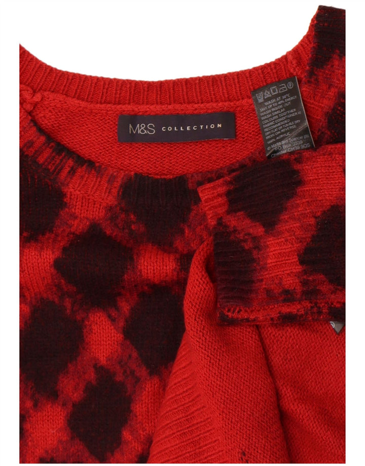 Marks & Spencer Damski sweter z dekoltem w łódkę, UK 8, mały, czerwony