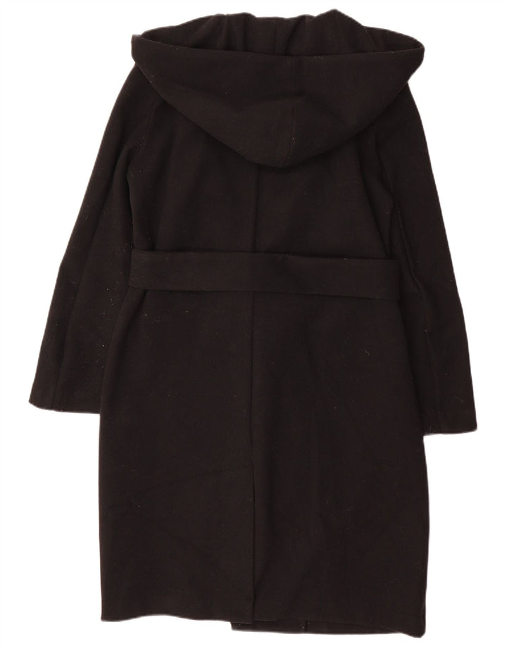 Damski płaszcz oversize z kapturem Zara UK 6 XS, czarny poliester