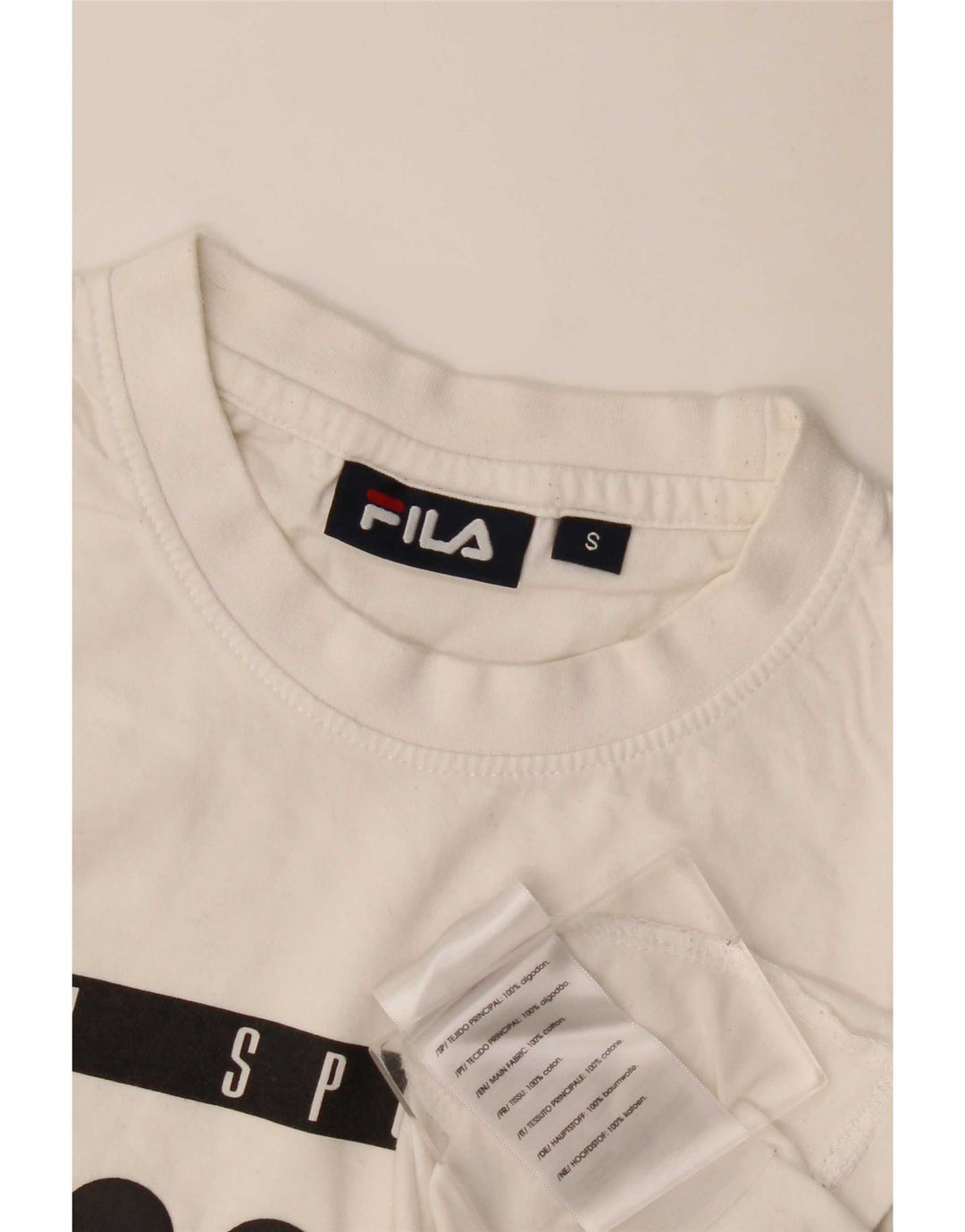 Męski T-shirt z grafiką Fila, mały, biały, bawełniany