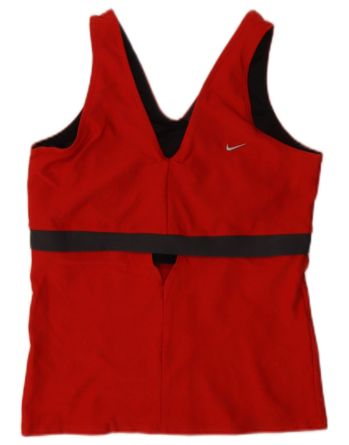 Damska koszulka z kamizelką Nike Dri Fit, UK 14/16, duży czerwony poliester z blokami kolorów