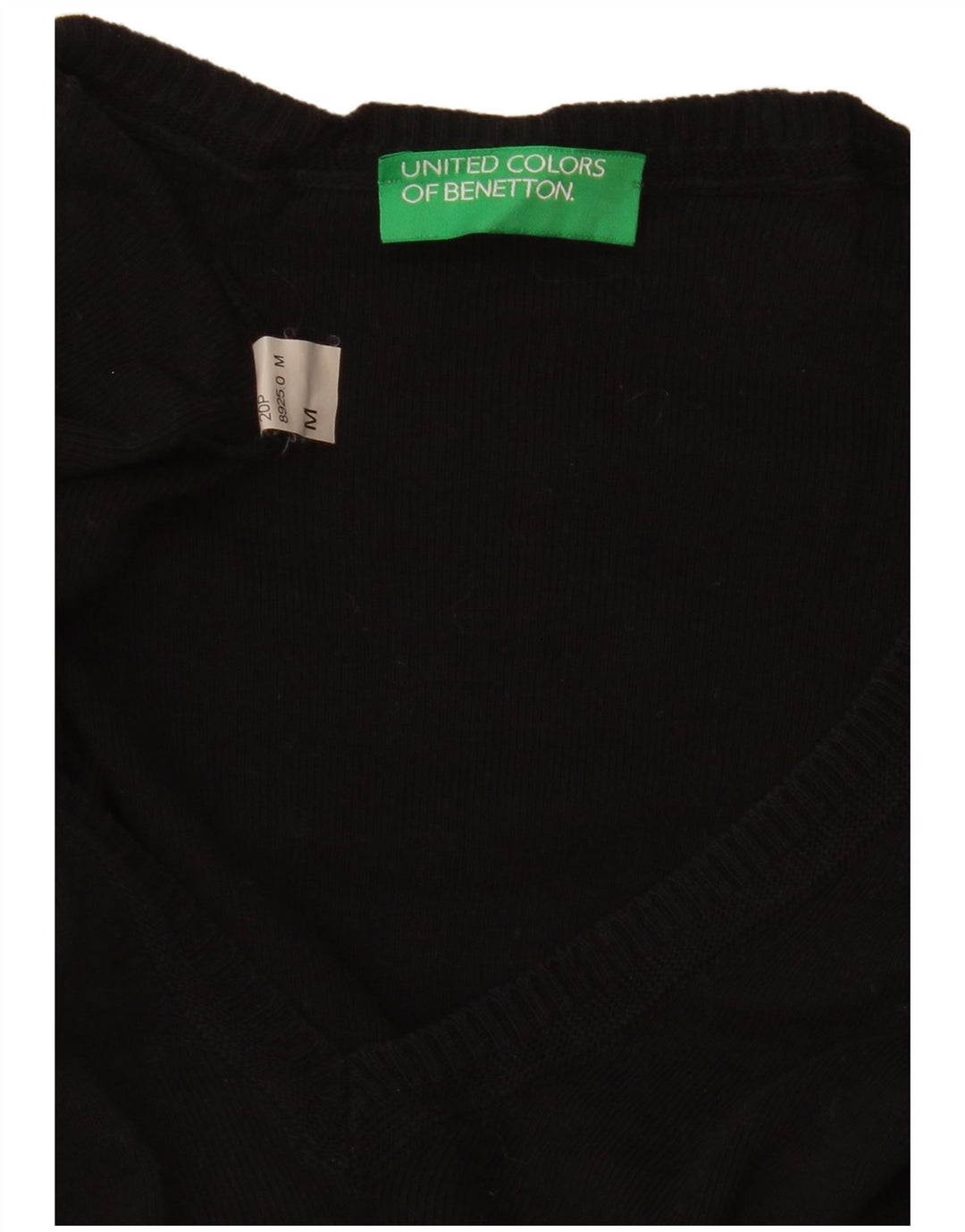 Sweter damski Benetton z dekoltem w kształcie litery V, UK 12, średni czarny
