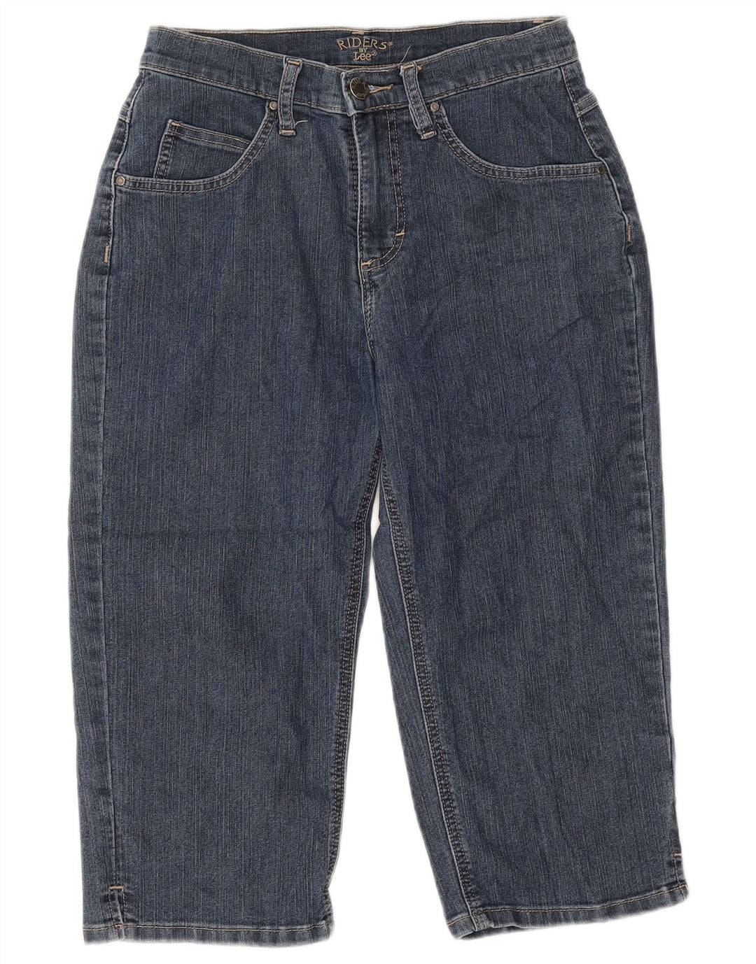 Damskie jeansy Capri LEE Riders US 8 Medium W30 L18 Niebieska bawełna