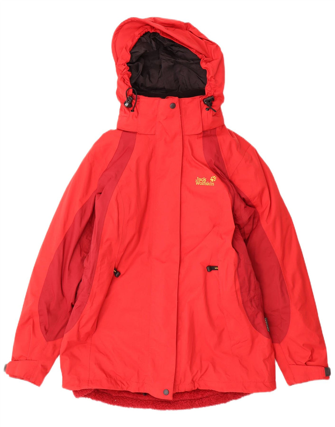 Damska kurtka wiatrówka z kapturem Jack Wolfskin UK 12 w kolorze średniej czerwieni