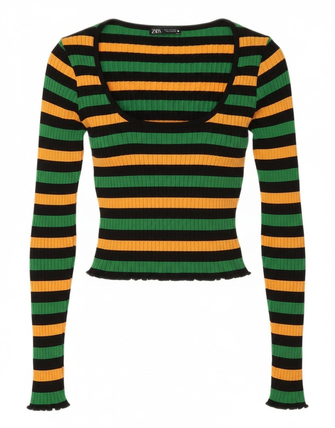 Damski krótki top Zara UK 12, średnie, wielokolorowe paski