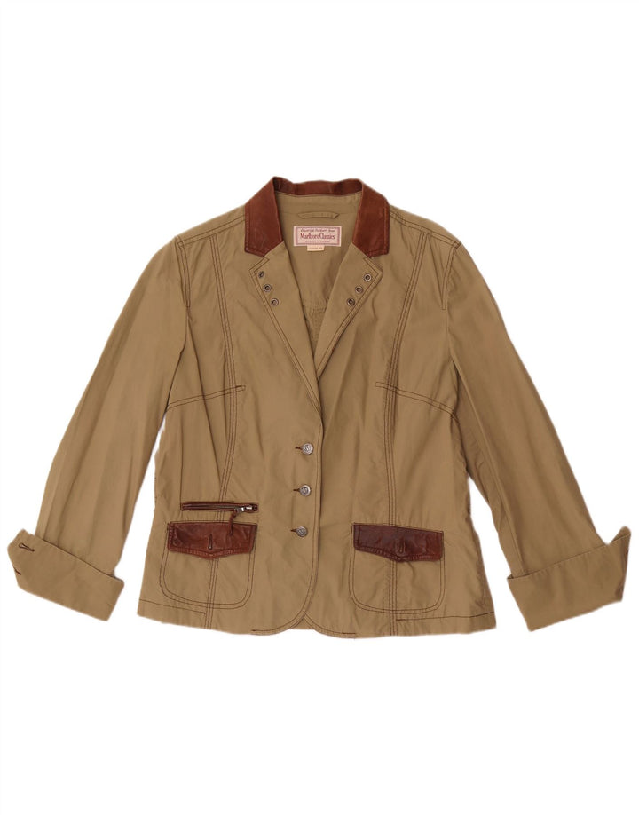 Marlboro Classics Damska marynarka zapinana na 3 guziki EU 48 2XL Khaki, blok kolorów