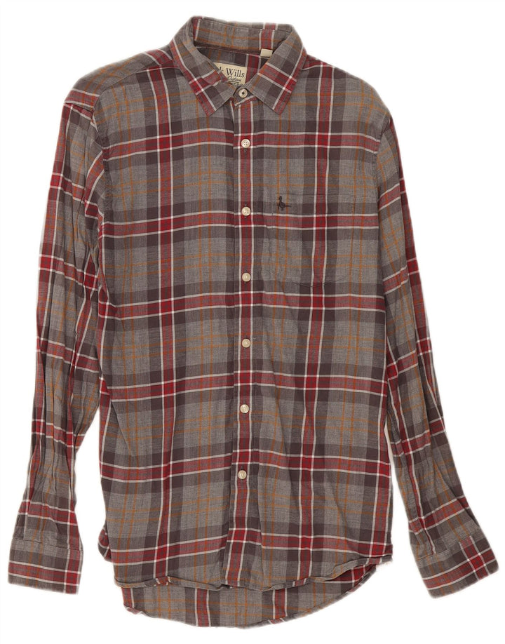 Męska koszula flanelowa Jack Wills w małą szarą kratę, bawełniana