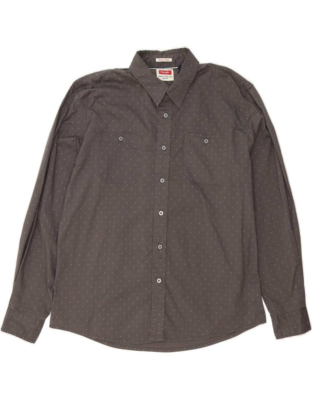 WRANGLER Mens Abstract Pattern Shirt XL Grey Cotton Vintage Wrangler and Second-Hand Wrangler from Messina Hembry 