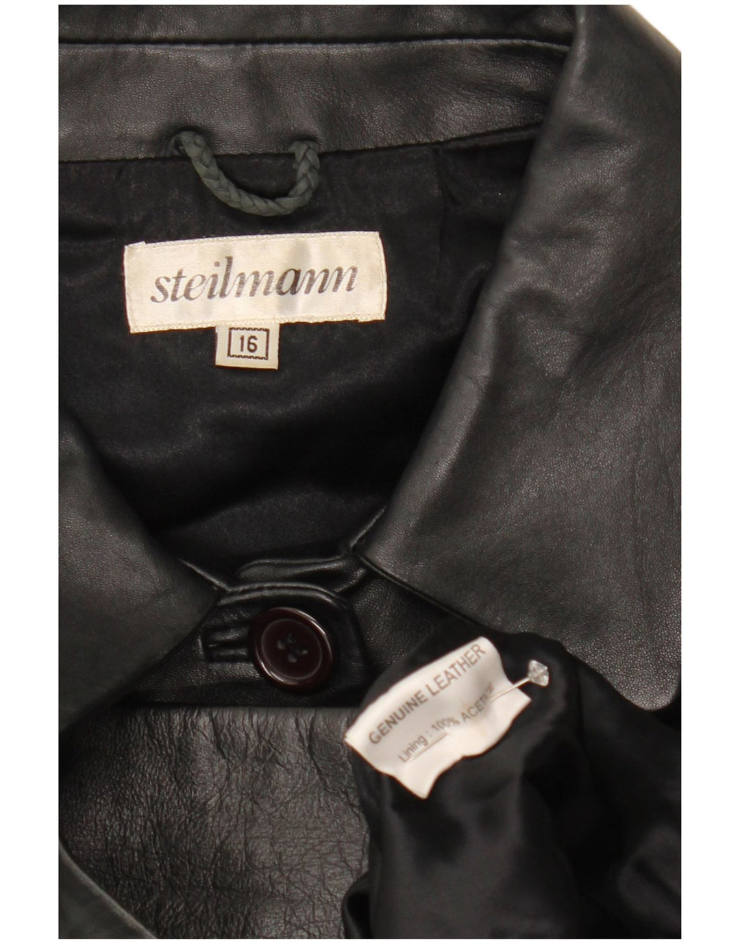 STEILMANN  Womens Leather Coat UK 16 Large Black Leather