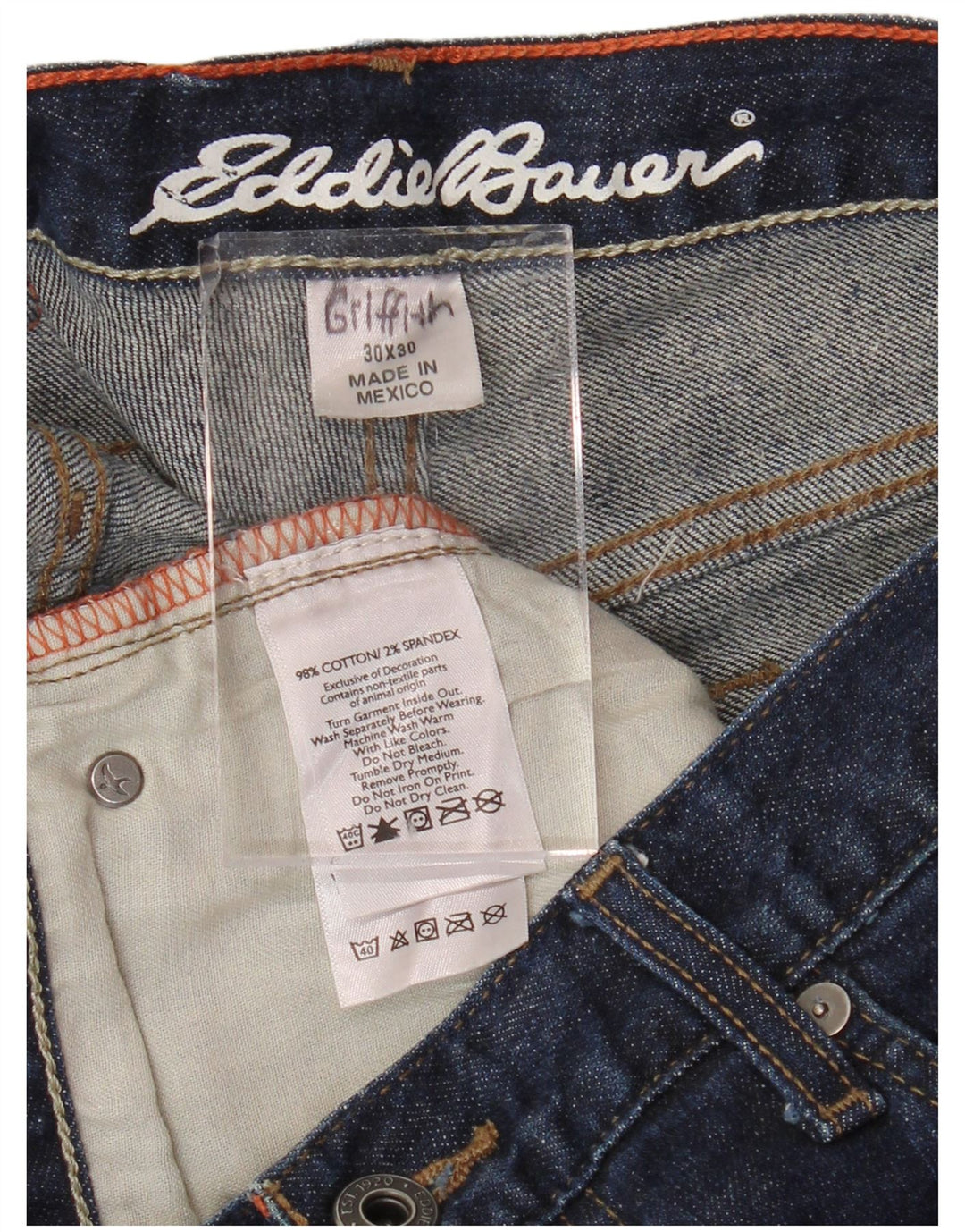 EDDIE BAUER Męskie proste dżinsy W30 L27 Granatowe, bawełniane