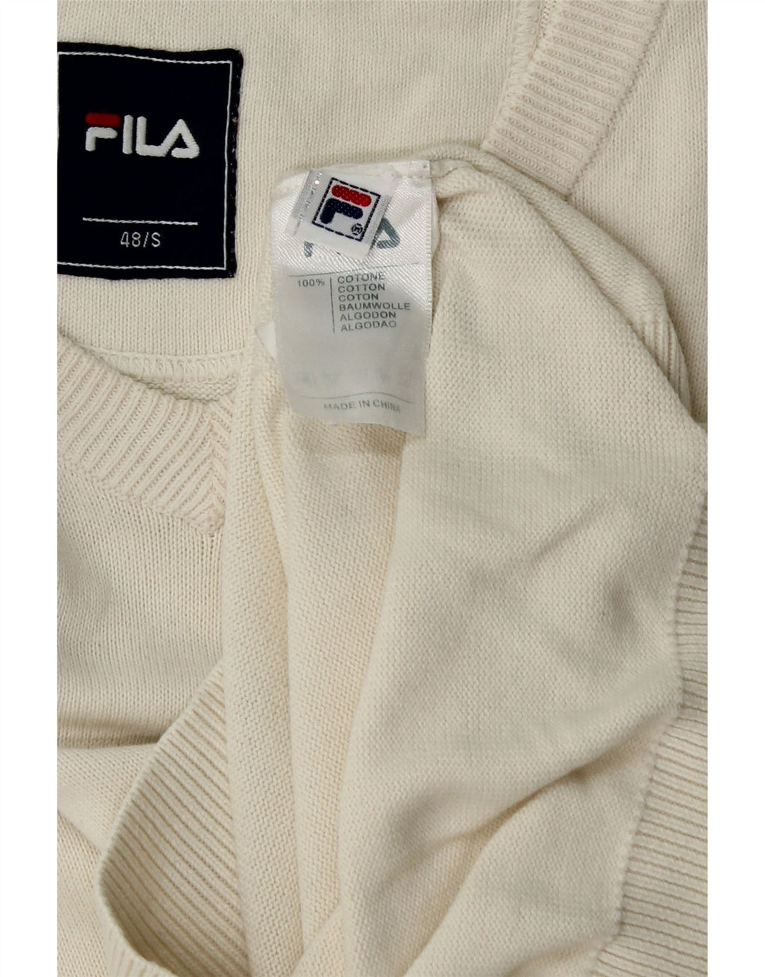 FILA Mens Vest Tank Top Small Beige Cotton Vintage Fila and Second-Hand Fila from Messina Hembry 