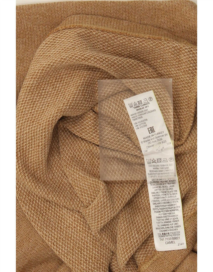 Marks & Spencer Damski top z długim rękawem, UK 12, średni beżowy poliester