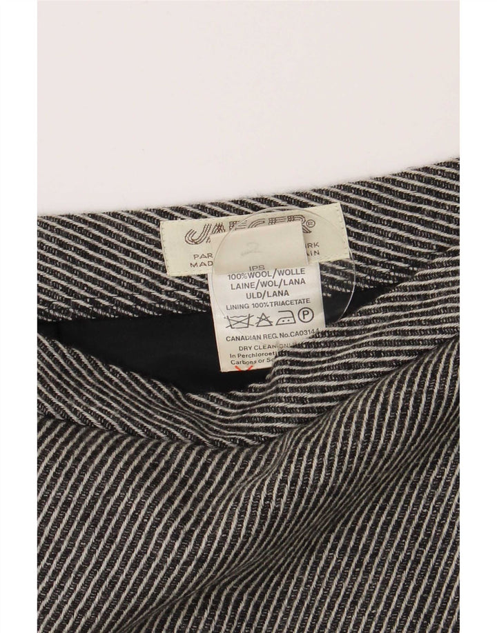 Damska spódnica ołówkowa Jaeger UK 14 Medium W28 Szara wełna w paski