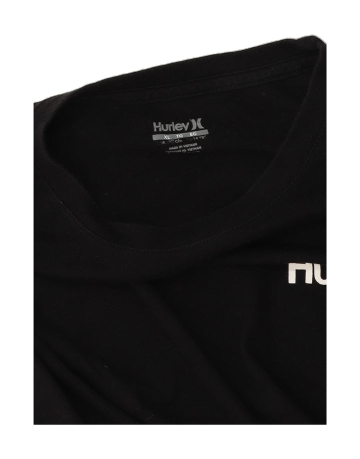 HURLEY Boys Graphic Top Long Sleeve 13-14 Years XL Black Vintage Hurley and Second-Hand Hurley from Messina Hembry 