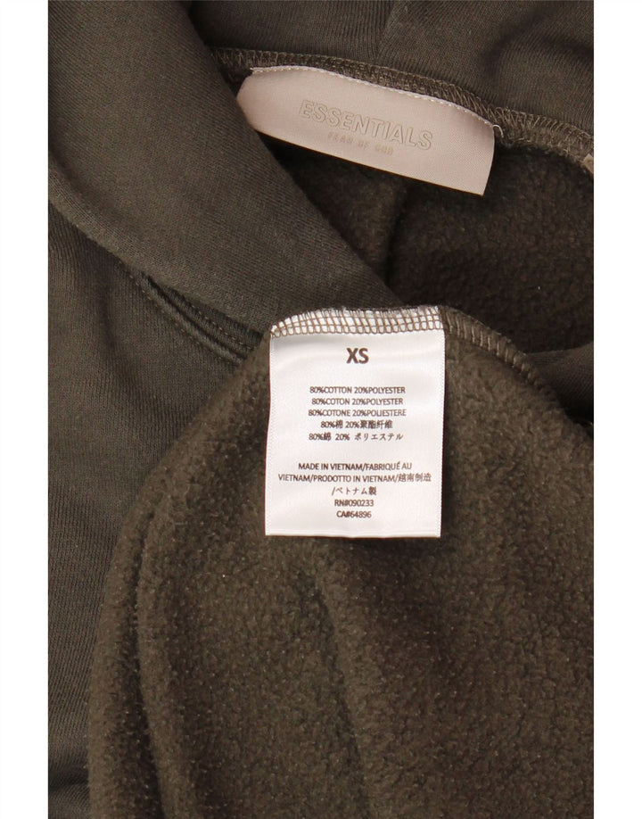 ESSENTIALS Męski luźny sweter z kapturem XS, brązowy, bawełniany