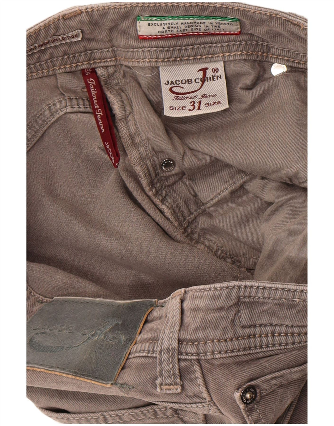 Jacob Cohen Męskie proste dżinsy W31 L30 Szara bawełna