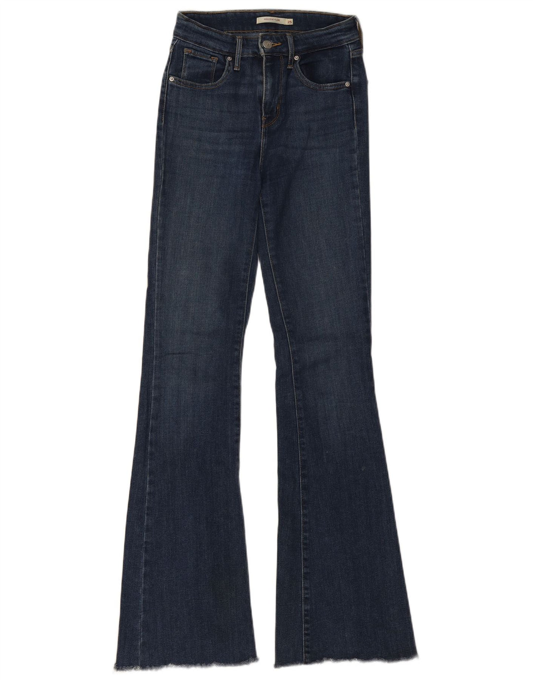 Damskie jeansy Levi's z wysokim stanem, rozkloszowane W25 L32, granatowa bawełna