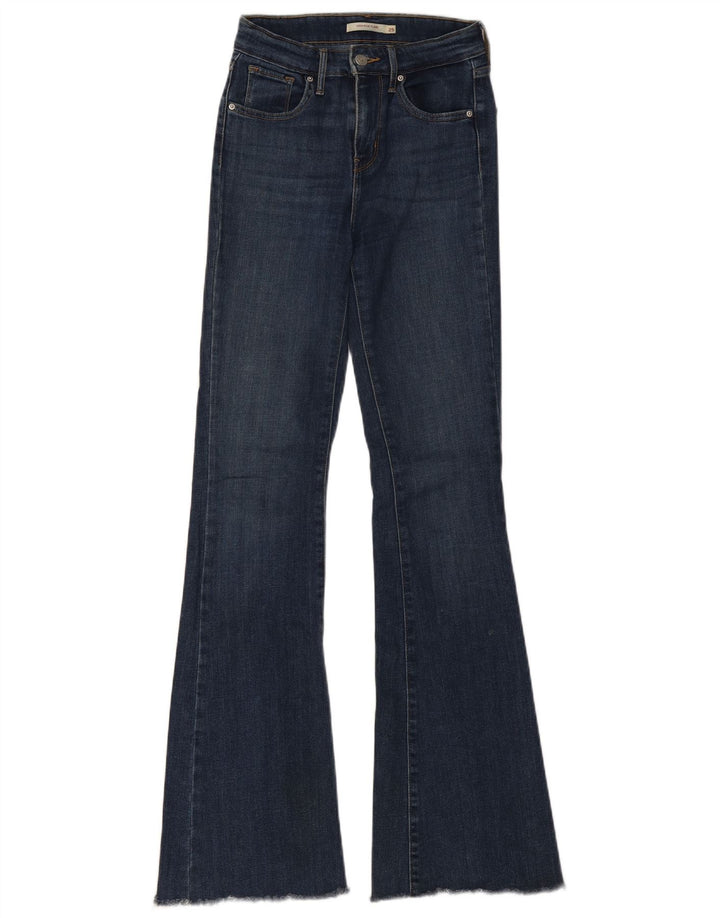 Damskie jeansy Levi's z wysokim stanem, rozkloszowane W25 L32, granatowa bawełna