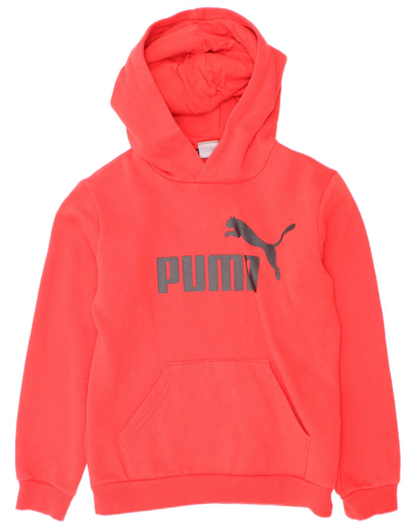 Puma Boys Graphic Hoodie Jumper 9-10 Years Red Cotton