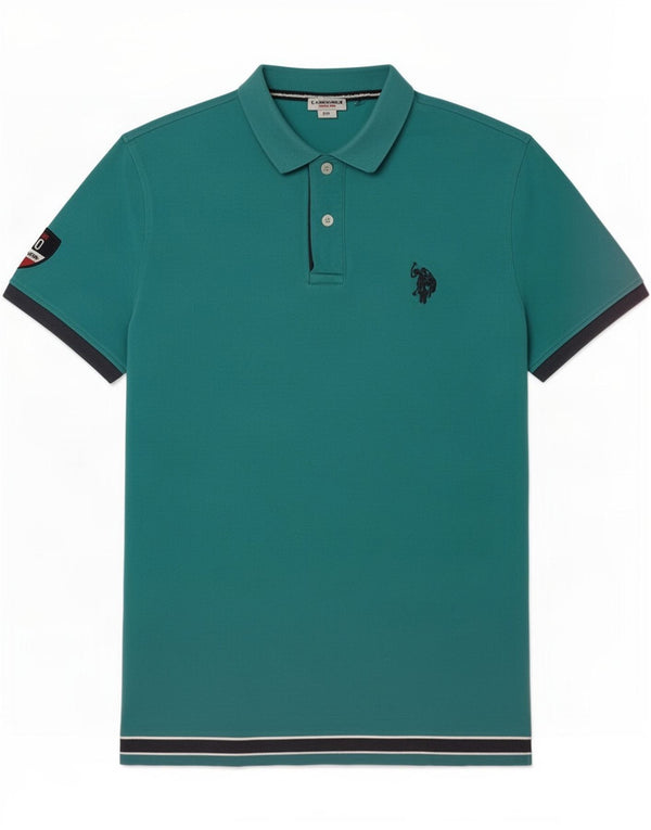 US Polo Assn. Męska koszulka polo 2XL, turkusowa, bawełniana z blokami kolorów