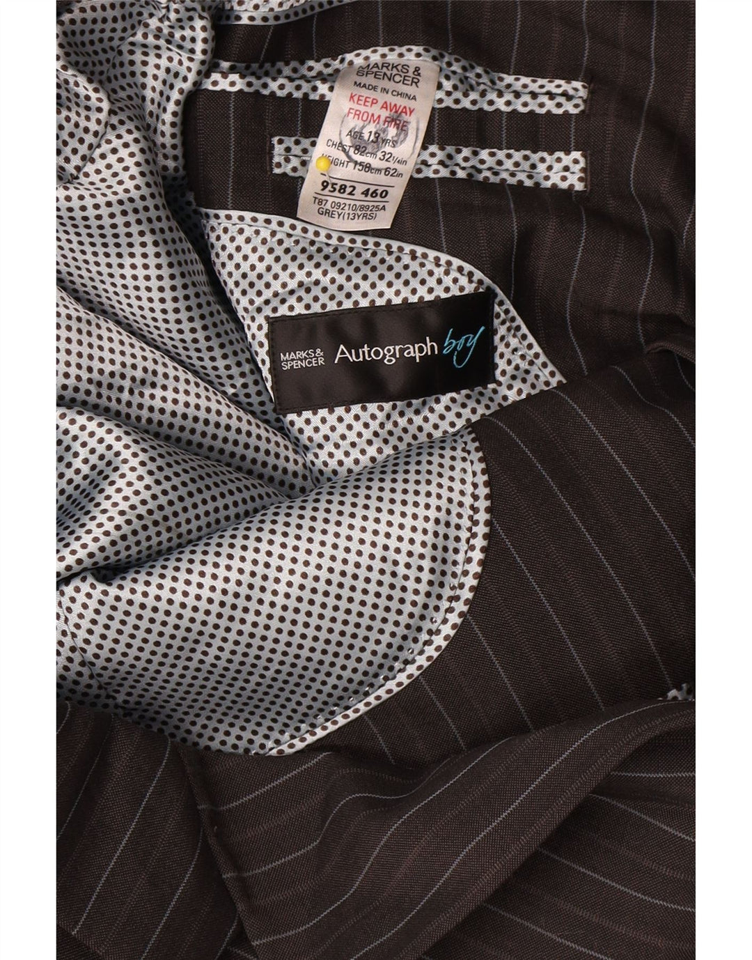 Marks & Spencer Chłopięca marynarka z autografem na 12-13 lat, szara w prążki