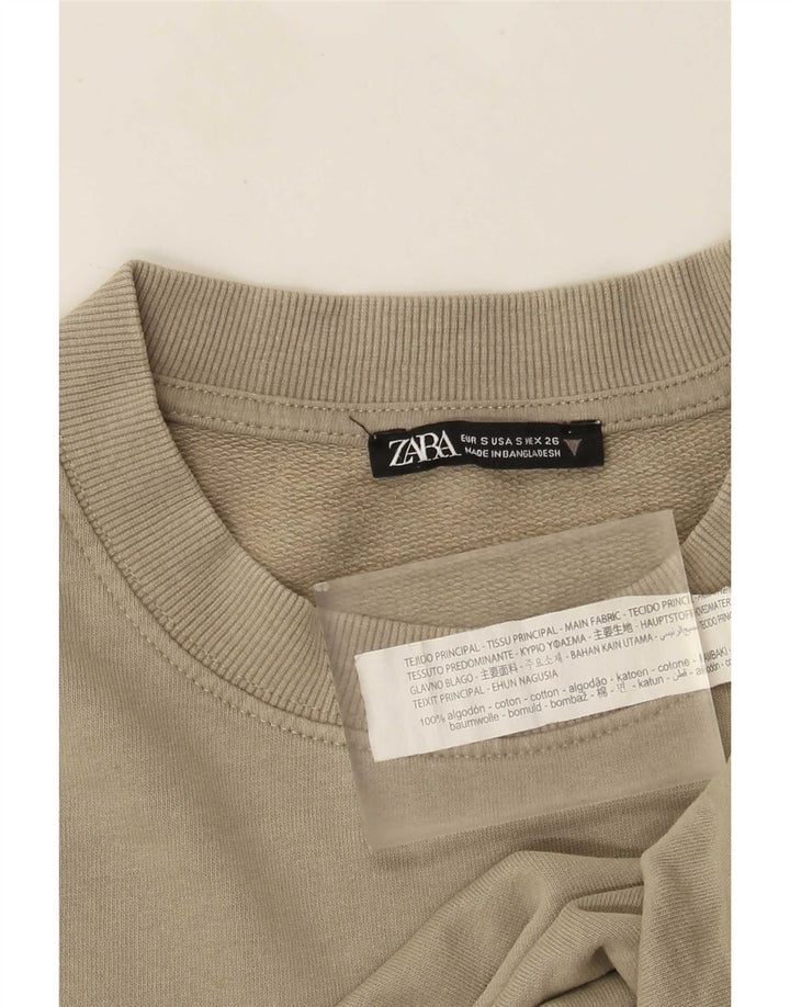 Damski sweter oversize Zara UK 10, mały, bawełniany khaki