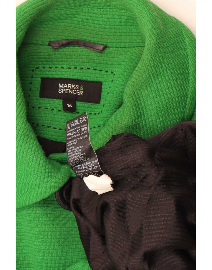 Marks & Spencer Damska marynarka zapinana na 4 guziki, UK 16, duża, zielona, poliester