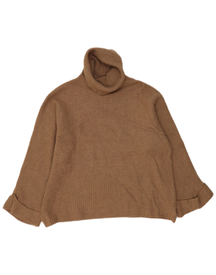 Damski sweter oversize Massimo Dutti z golfem UK 14, średni brąz