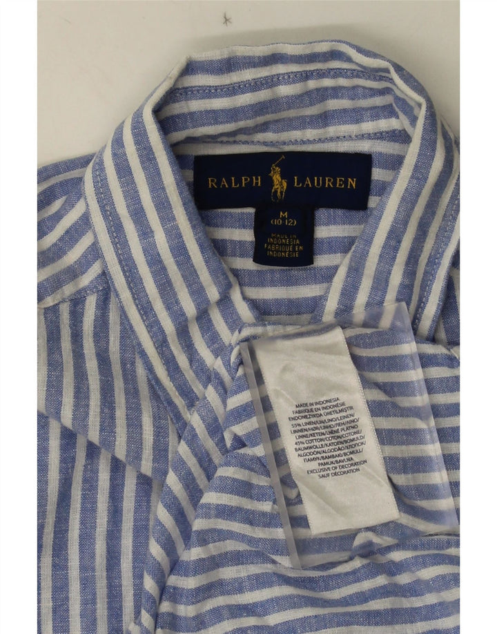 Koszula chłopięca Ralph Lauren 10-11 lat, lniana w średnie niebieskie paski