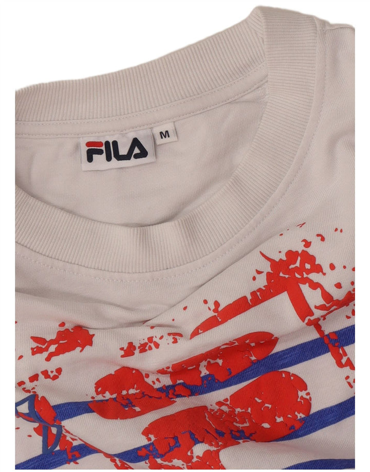 Damski top Fila Crop Graphic z długim rękawem, UK 14, średnie białe paski