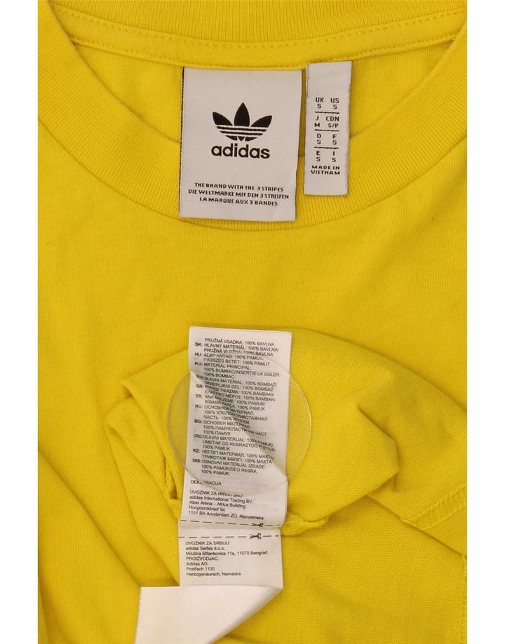 Adidas Męskie Topy Z Długim Rękawem, Małe, Żółte Bawełniane