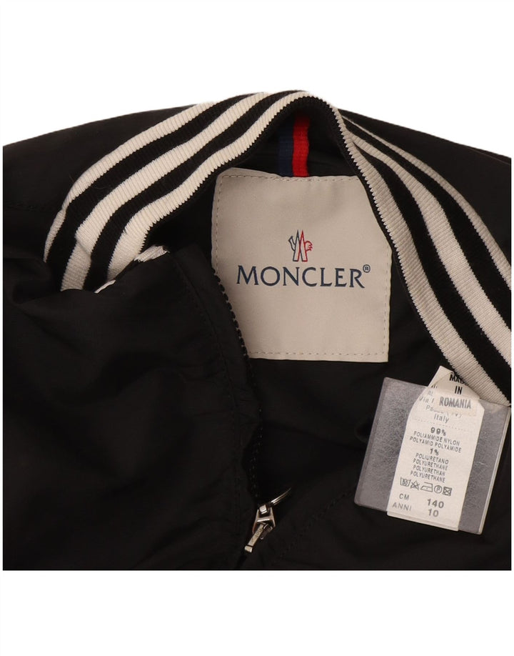 Dziewczęca kurtka bomberka Moncler Crop 9-10 lat z poliamidu w czarne paski
