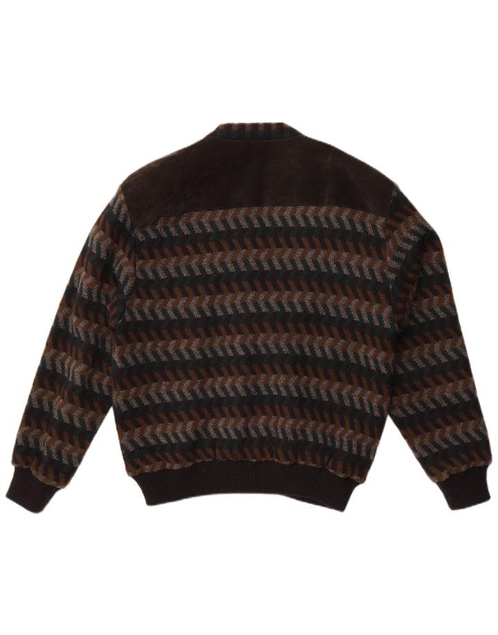 WESTBURY Męski sweter rozpinany EU 48/50 Średni brązowy akryl Chevron