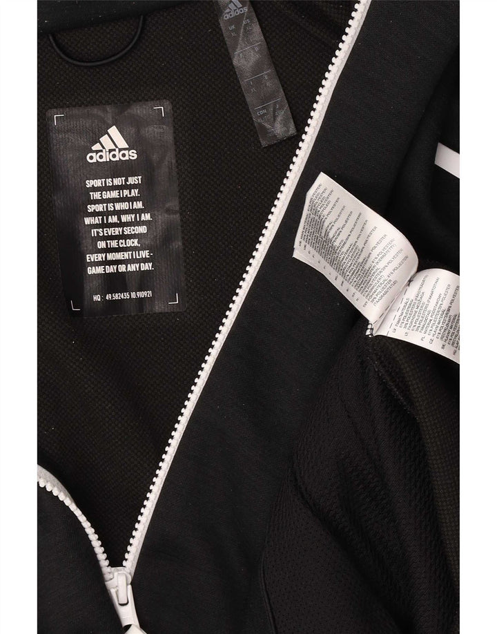 Męski sweter Adidas z grafiką i zamkiem błyskawicznym XL, czarny poliester