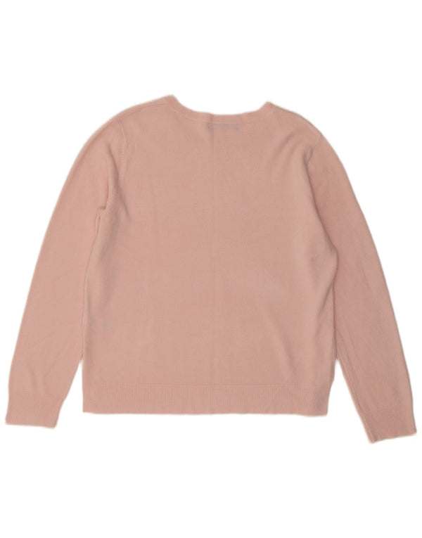 Marks & Spencer Damski sweter z dekoltem w łódkę UK 16, duży, różowy, akrylowy