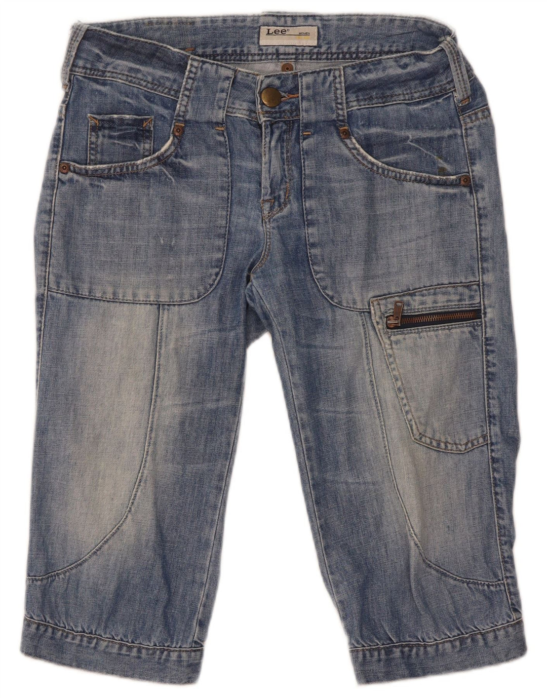 Damskie spodenki jeansowe Lee Chazey Cargo W27 Małe, niebieskie, bawełniane